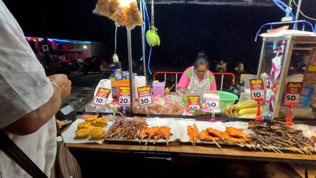 Koh Chang Night Market vendor selling different meats
