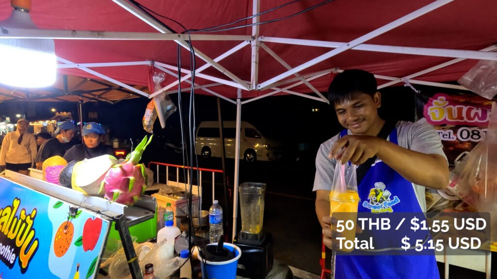 Koh Chang Night Market Vendor selling tasty Mago Shake
