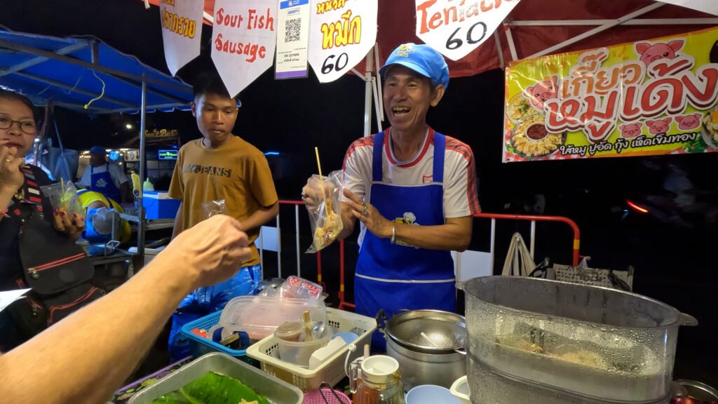 Night Market vendor in Koh Chang selling gyoza's
